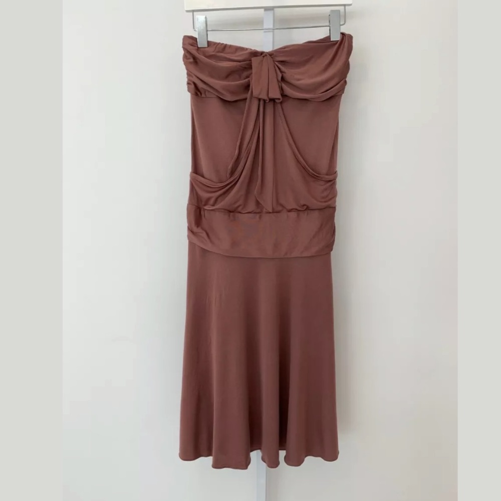 LaROK RUST TONE SILK STRAPLESS DRESS SIZE M NWOTS!
